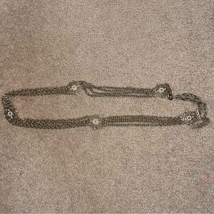 Vintage Gold Tone Chain Belt Floral Medallion Layered Boho Size L
